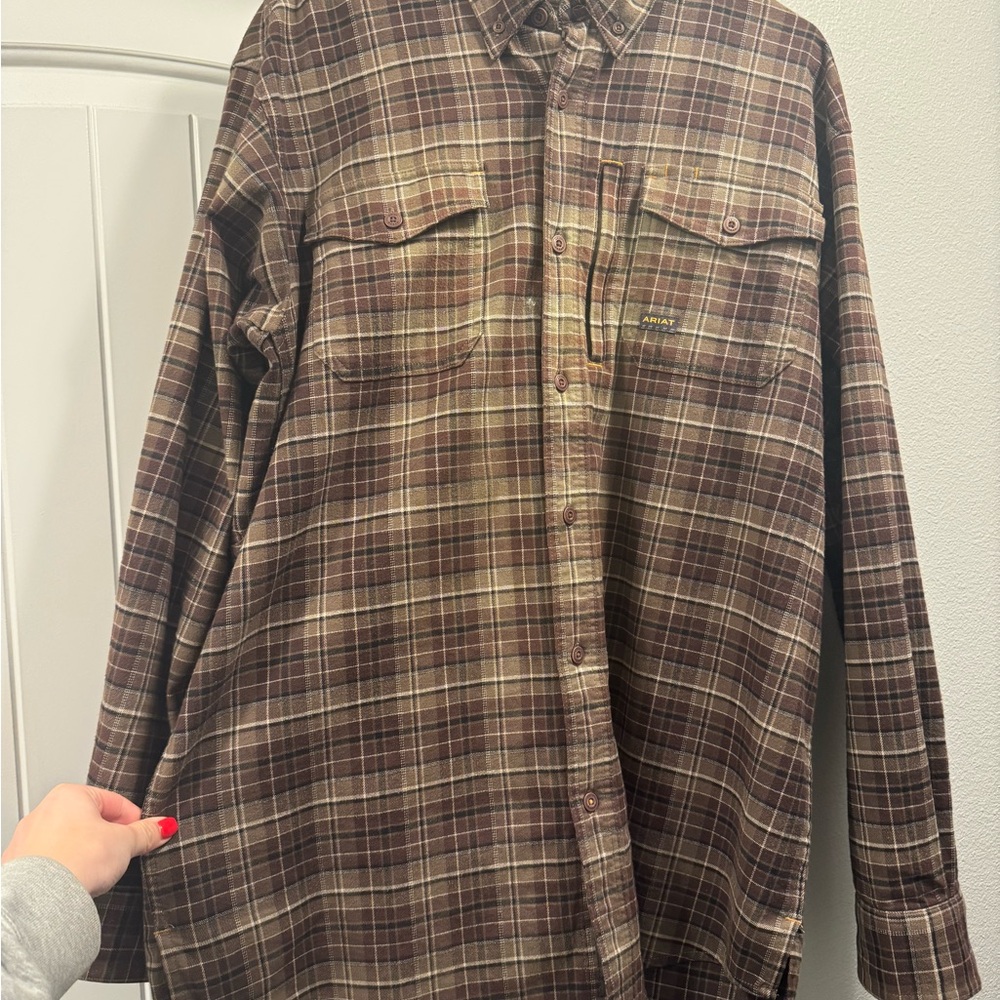 Ariat Rebar Brown Plaid Shirt
